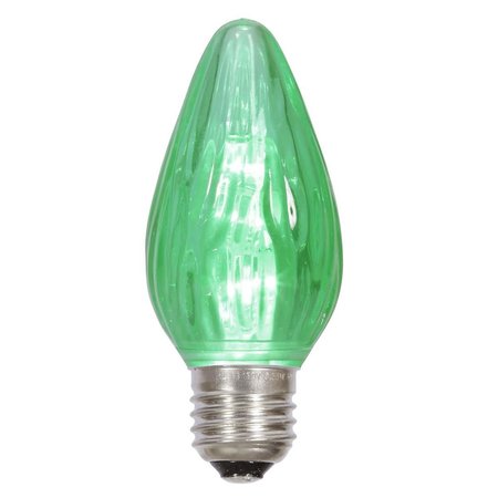 VICKERMAN 0.96 watt F15 Green Plastic LED Flame E26 Medium Nickel Base Bulb 25 per Bag XLEDF14-25